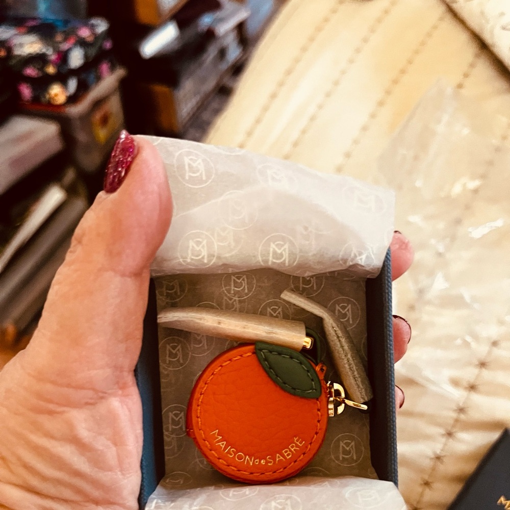 Maison de Sabré Orange Bag Charm And Air Pod Holder